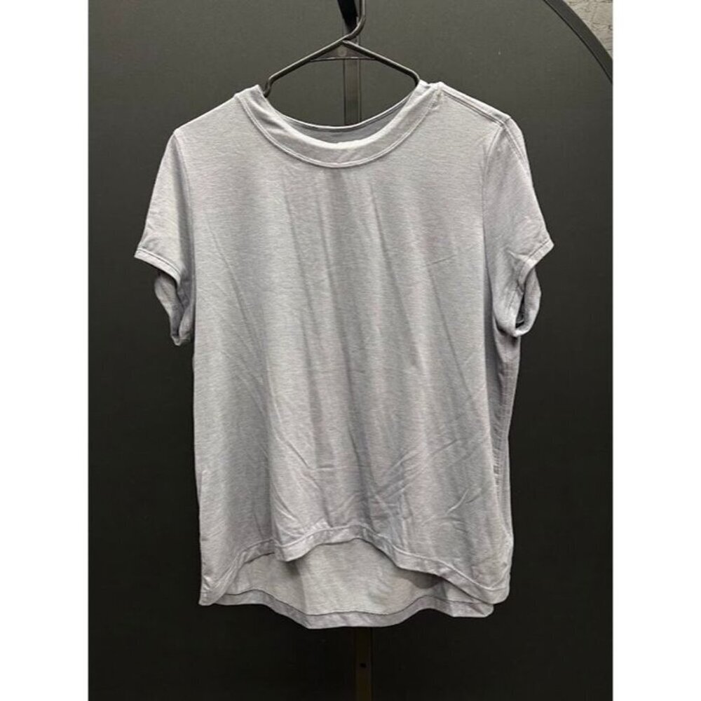 Athleta Heather Grey Blue Short Sleeve Activewear Top